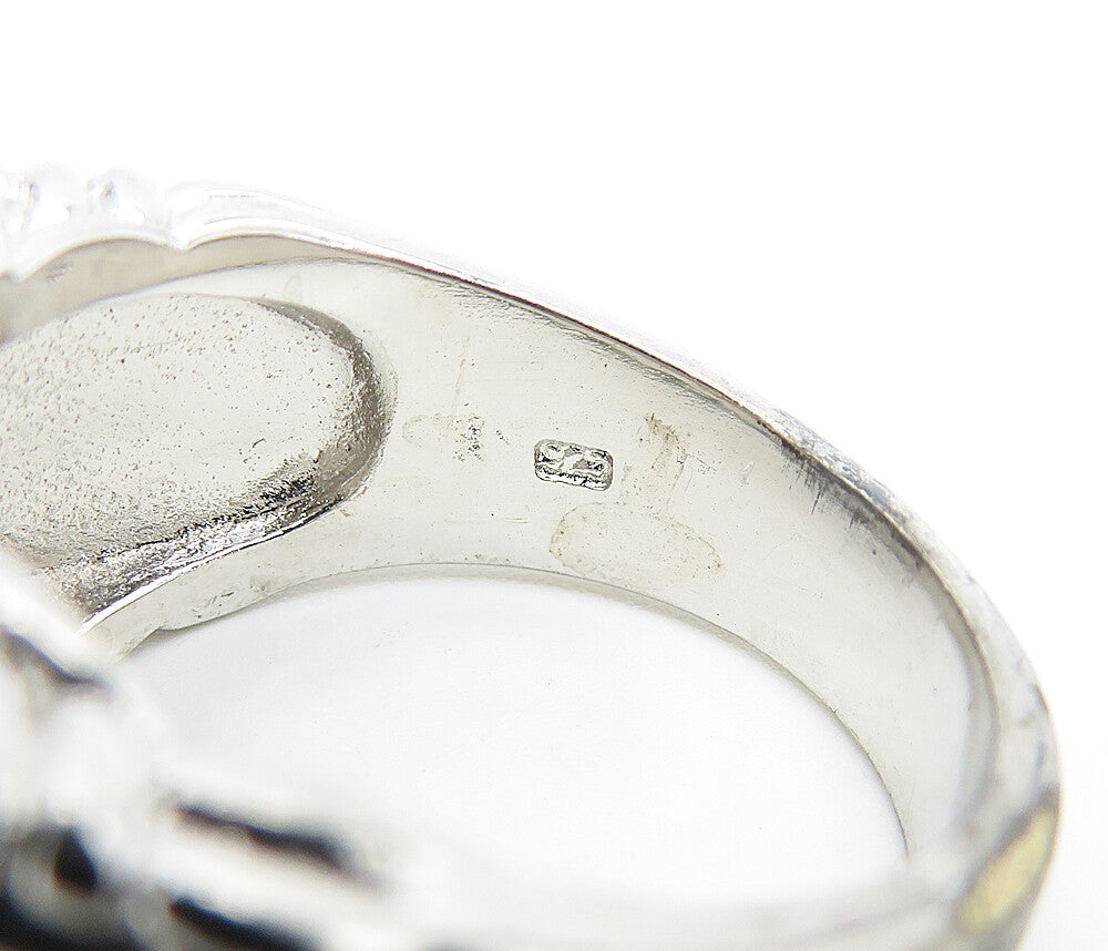 925 Sterling Silver  Cubic Zirconia Basket Weave Cocktail Ring Sz 10  RG7264