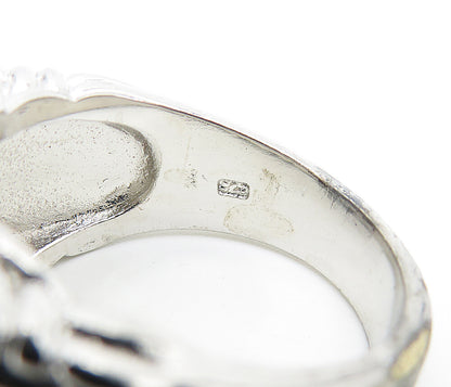 925 Sterling Silver  Cubic Zirconia Basket Weave Cocktail Ring Sz 10  RG7264
