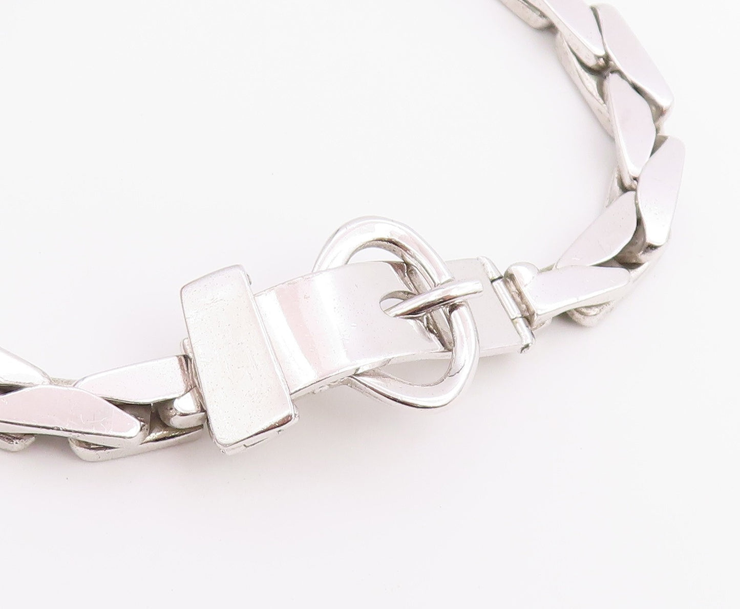 925 Sterling Silver Vintage Bracelet OP ORLANDINI Buckle Clasp Chain  BT12220