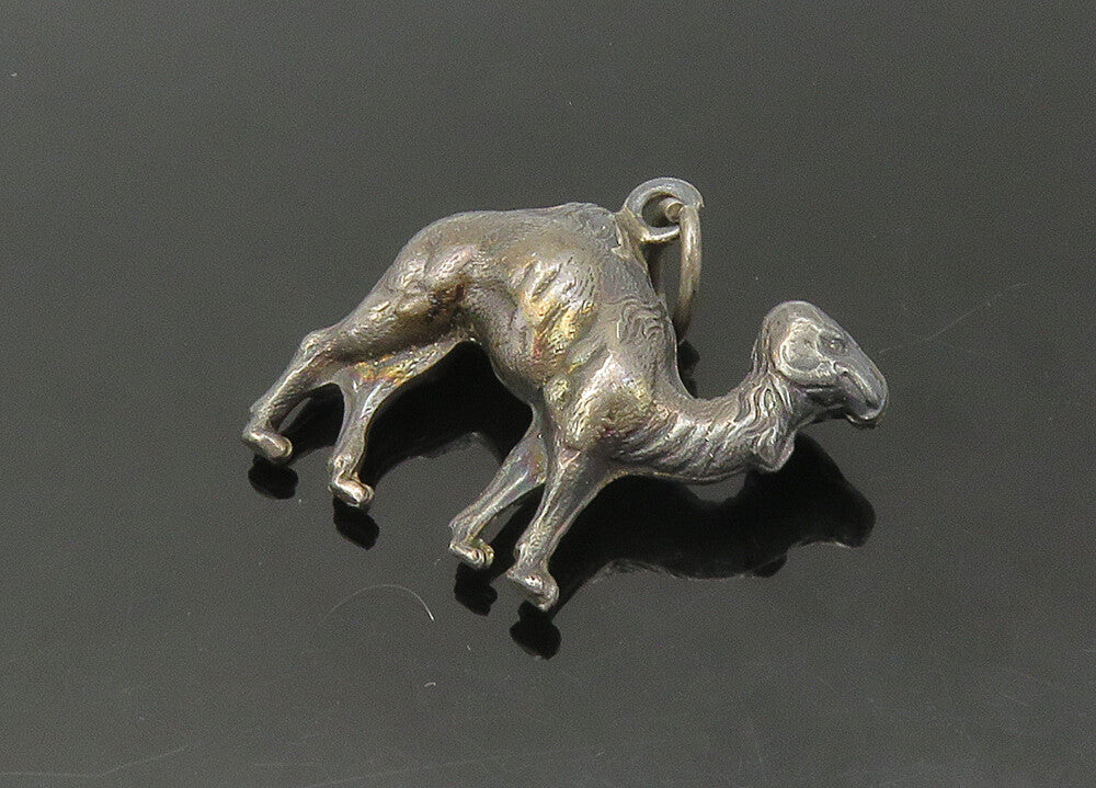 925 Sterling Silver  Vintage Oxidized Camel Animal Motif Pendant  PT17950