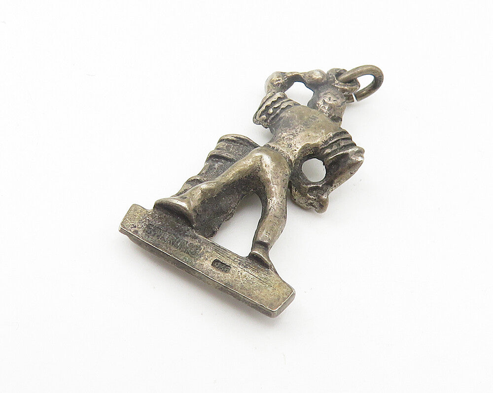 925 Sterling Silver  Vintage Dark Tone Martinique Drummer Pendant  PT8684