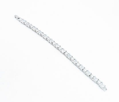 925 Sterling Silver Sparkling Prong Set Cubic Zirconia Chain Bracelet BT3234