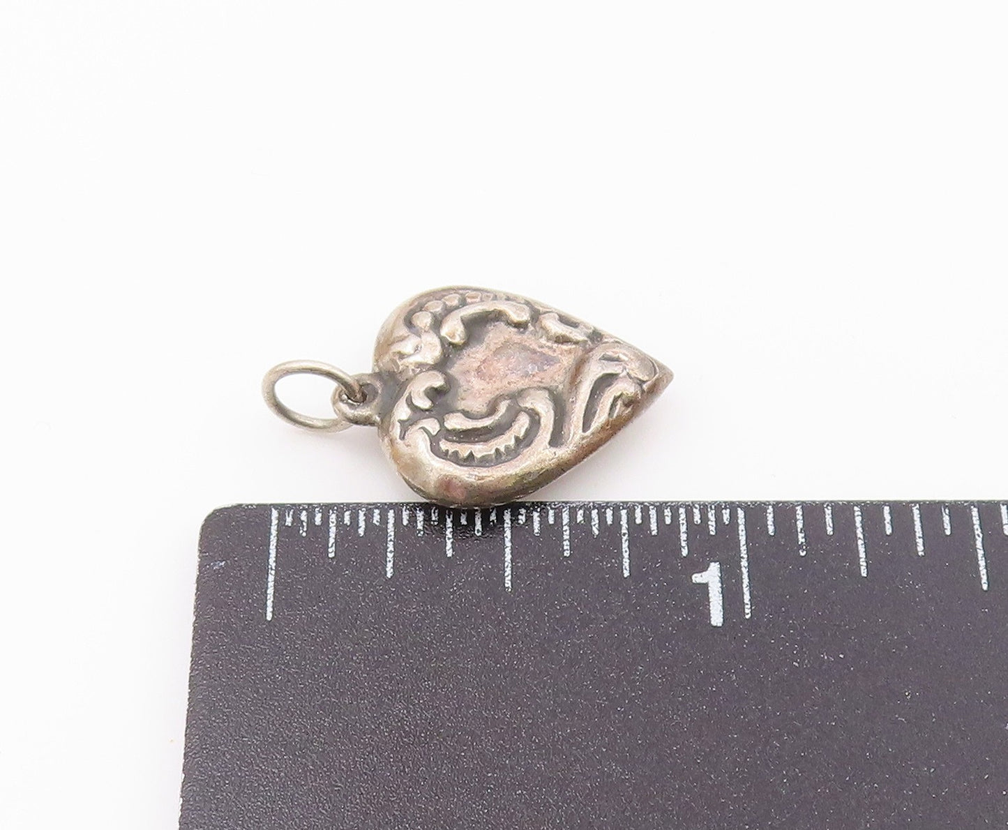 925 Sterling Silver   Vintage Antique Hollow Love Heart Charm Pendant  PT20528