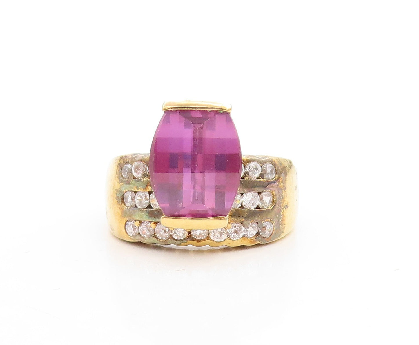 925 Sterling Silver Vintage Ring DAVID SIGAL  Gold Plated Topaz  Sz 10  RG31362