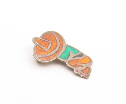 925 Sterling Silver Vintage Brooch MEXICO Enameled Sombrero Design Pin  BP11914
