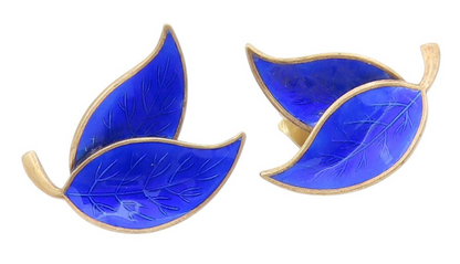 925 Sterling Silver Vintage Earrings MEKA DENMARK Gold Plated Leaves  EG13666