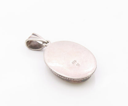 925 Sterling Silver  Vintage Mother Of Pearl Oval Twist Drop Pendant  PT16425