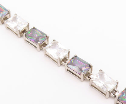 925 Sterling Silver  Vintage Cubic Zirconia & Mystic Topaz Bracelet  BT9518