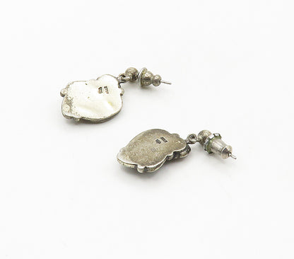 WHEELER 925 Silver  Vintage Hematite Floral Leaves Drop Earrings  EG8453