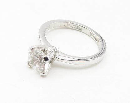 AVON 925 Sterling Silver  Prong Set Topaz Shiny Solitaire Ring Sz 5  RG11392