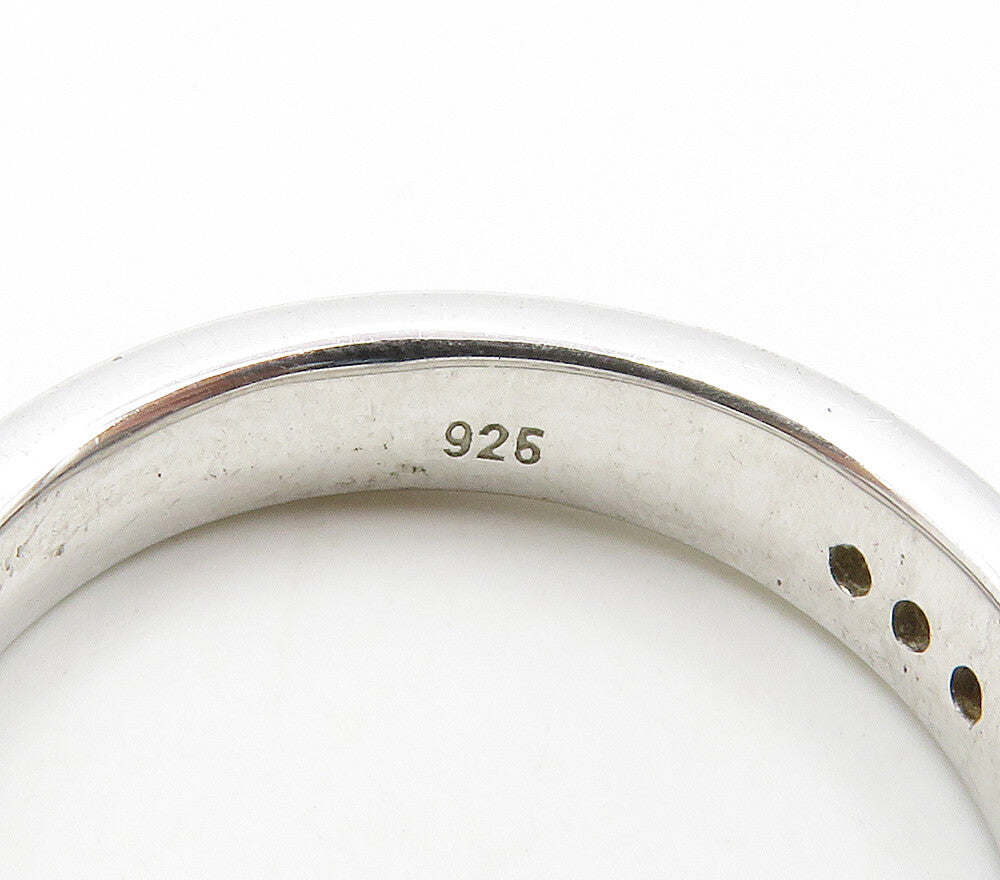 925 Sterling Silver  Topaz Accented Enamel Camouflage Band Ring Sz 7  RG15515