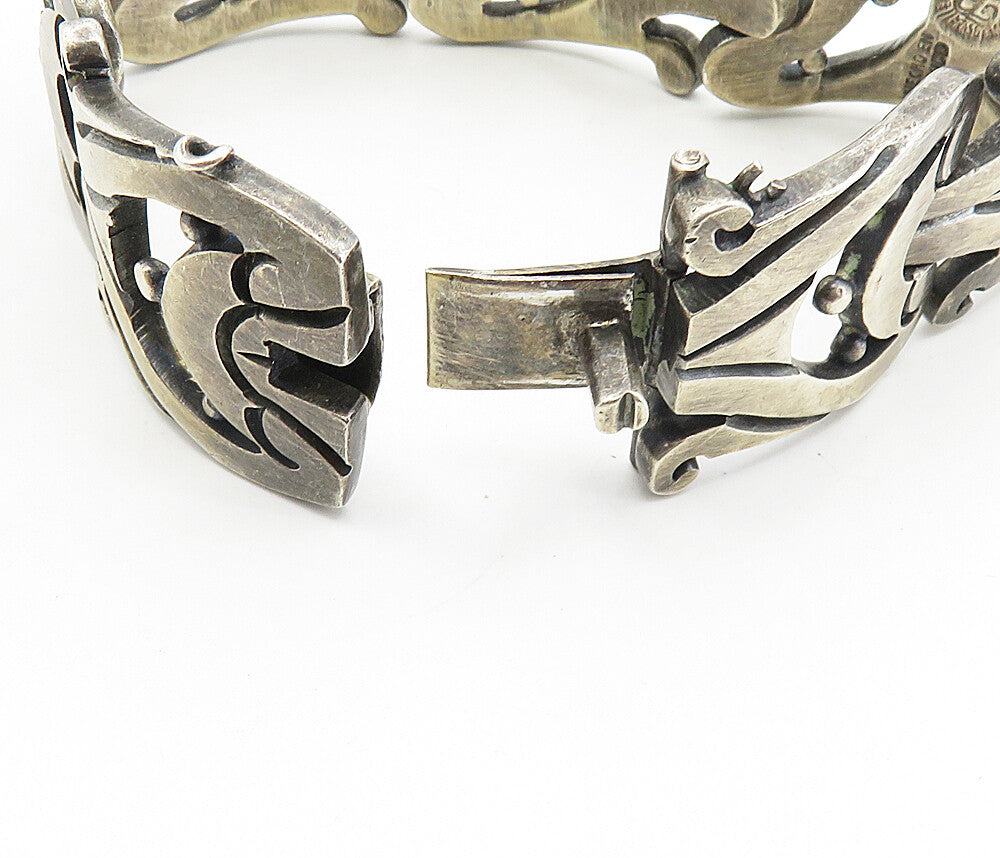 LOS BALLESTEROS 925 Silver Vintage Dark Tone Swirl Chain Bracelet  BT3961