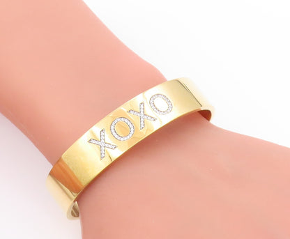 925 Sterling Silver Vintage Bracelet Gold Plated CZ XOXO Love Affection  BT11377