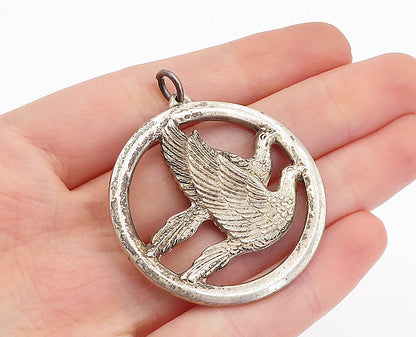 WALLACE STERLING 925 Silver  Vintage Oxidized Peace Doves Pendant  PT2595