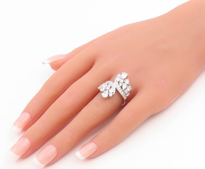 925 Sterling Silver Vintage Ring Multi Shape CZ Elegant Bypass  Sz 6.5  RG35526