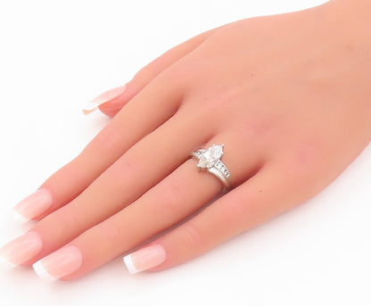 925 Sterling Silver Vintage Ring Marquise Cut CZ Wedding Ring  Sz 5 RG28104