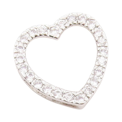 925 Sterling Silver Vintage Pendant Round CZ Cutout Love Heart  PT24693