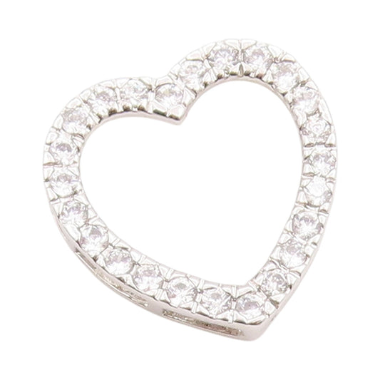 925 Sterling Silver Vintage Pendant Round CZ Cutout Love Heart  PT24693
