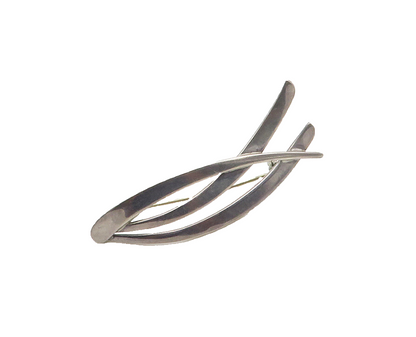 ISRAEL 925 Sterling Silver  Vintage Modernist Smooth Shiny Brooch Pin  BP6668