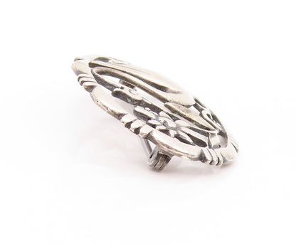 925 Sterling Silver Vintage Brooch  BAUR Cutout Stork & Floral Design  BP11552