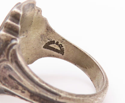 925 Sterling Silver Vintage Ring DIEGES & CLUST Enameled School  SZ 8  RG32221