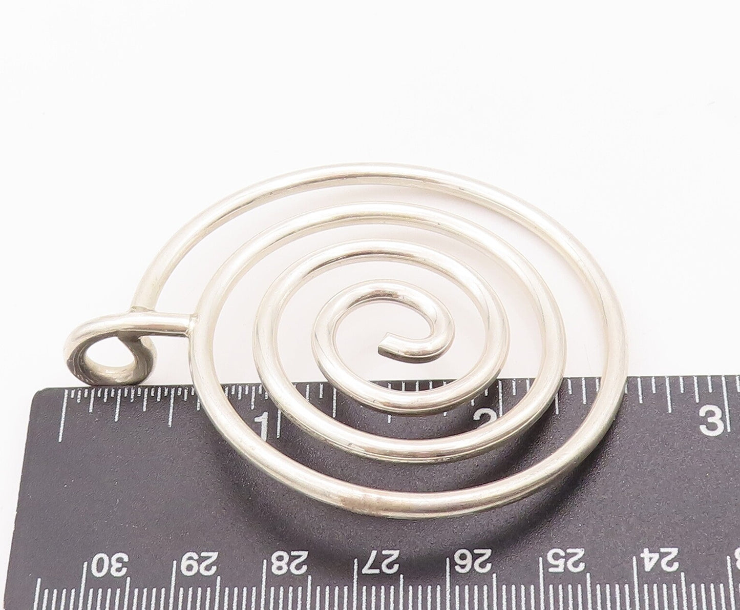925 Sterling Silver Vintage Pendant Solid Wire Carved Spiraled Coil  PT22973