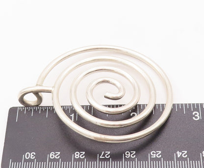 925 Sterling Silver Vintage Pendant Solid Wire Carved Spiraled Coil  PT22973
