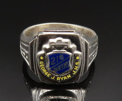 925 Silver  Vintage Antique 1957 Enamel George J Ryan JHS Ring Sz 11.5 RG24915
