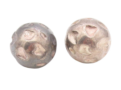 925 Sterling Silver Vintage Earrings Abstract Spherical Ball Omega Back  EG13931