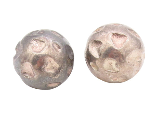 925 Sterling Silver Vintage Earrings Abstract Spherical Ball Omega Back  EG13931