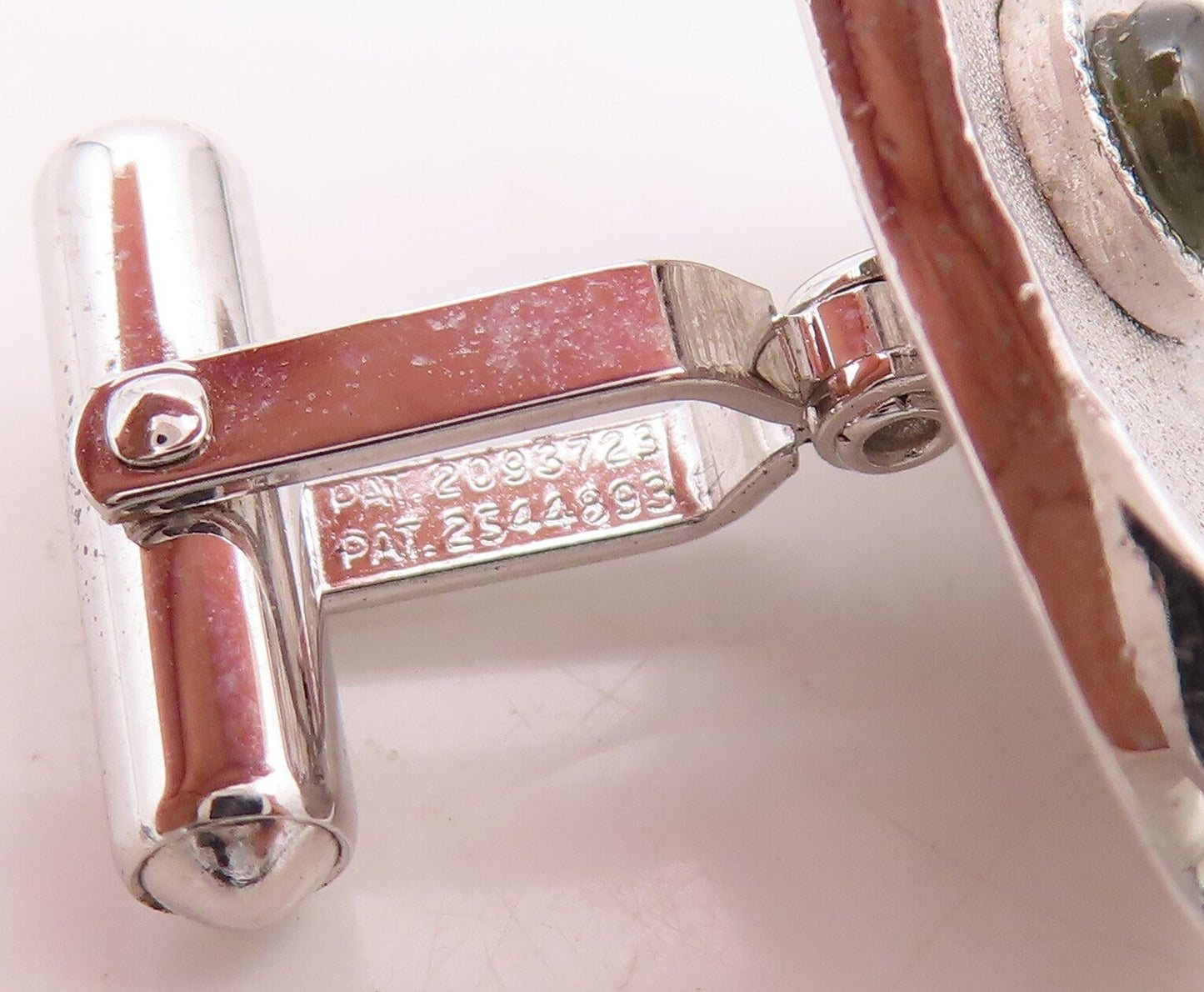 925 Sterling Silver Vintage Cuff Links Designer Triangular Cut Cat's Eye  TR3795