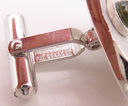 925 Sterling Silver Vintage Cuff Links Designer Triangular Cut Cat's Eye  TR3795