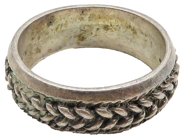 925 Sterling Silver  Vintage Oxidized Wheat Design Band Ring Sz 9  RG10400