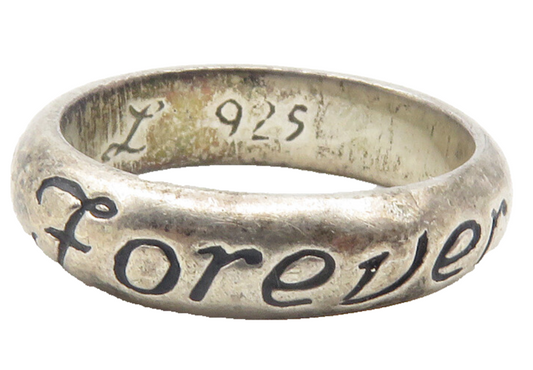 925 Sterling Silver  Vintage Friends Forever Etched Band Ring Sz 5  RG11956