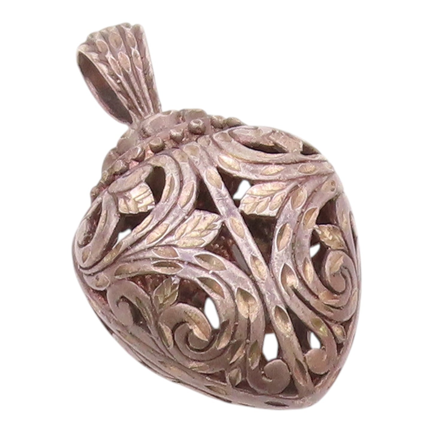 925 Sterling Silver  Vintage Open Love Heart Vine Swirl Pendant  PT20086