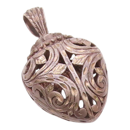 925 Sterling Silver  Vintage Open Love Heart Vine Swirl Pendant  PT20086