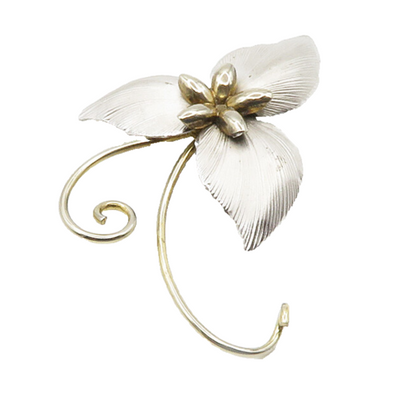 BOND BOYD 925 Sterling Silver  Vintage Shiny 2 Tone Flower Brooch Pin  BP5785