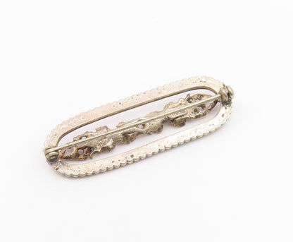 BEAU 925 Sterling Silver  Vintage Shiny Row Of Flowers Brooch Pin  BP8499
