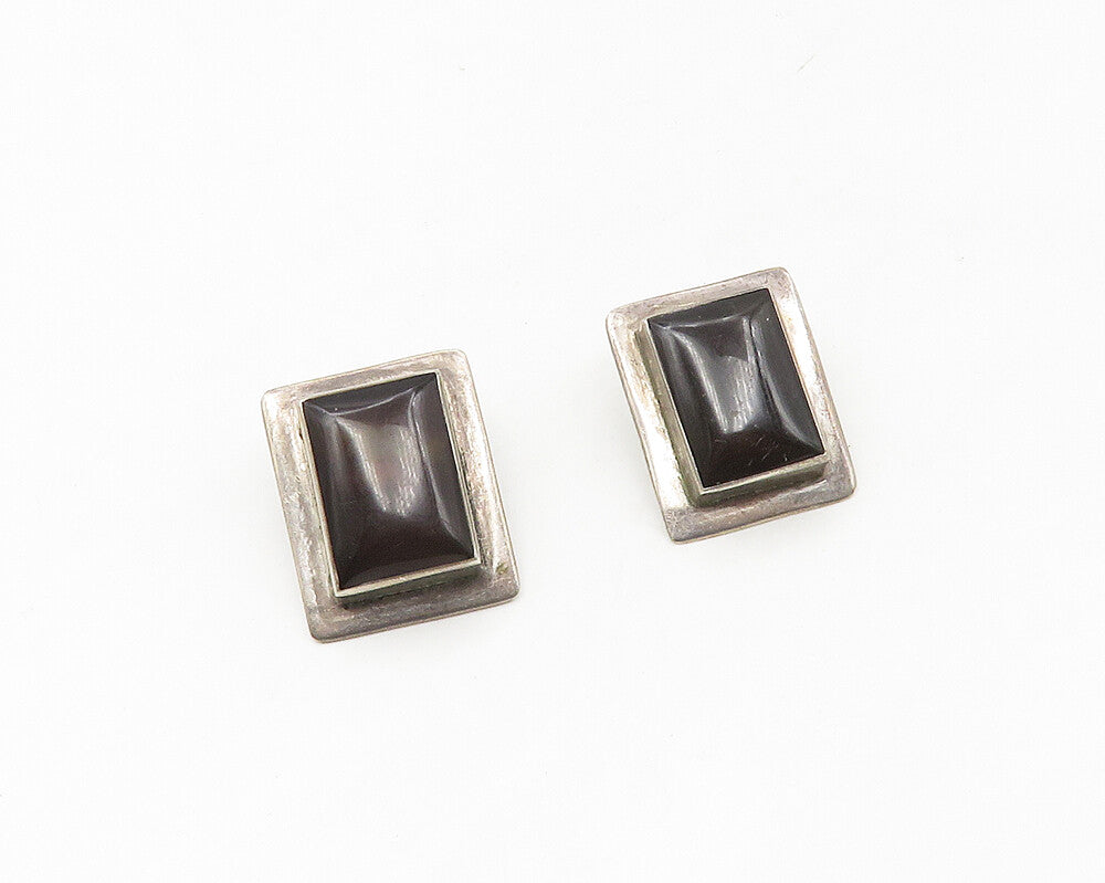 MEXICO 925 Sterling Silver  Vintage Smoky Topaz Non Pierce Earrings  EG9046