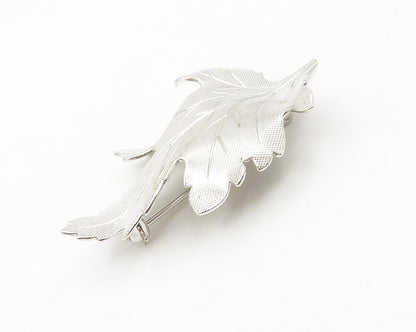 CARL ART 925 Silver  Vintage Shiny Etched Autumn Leaf Motif Brooch Pin  BP5287