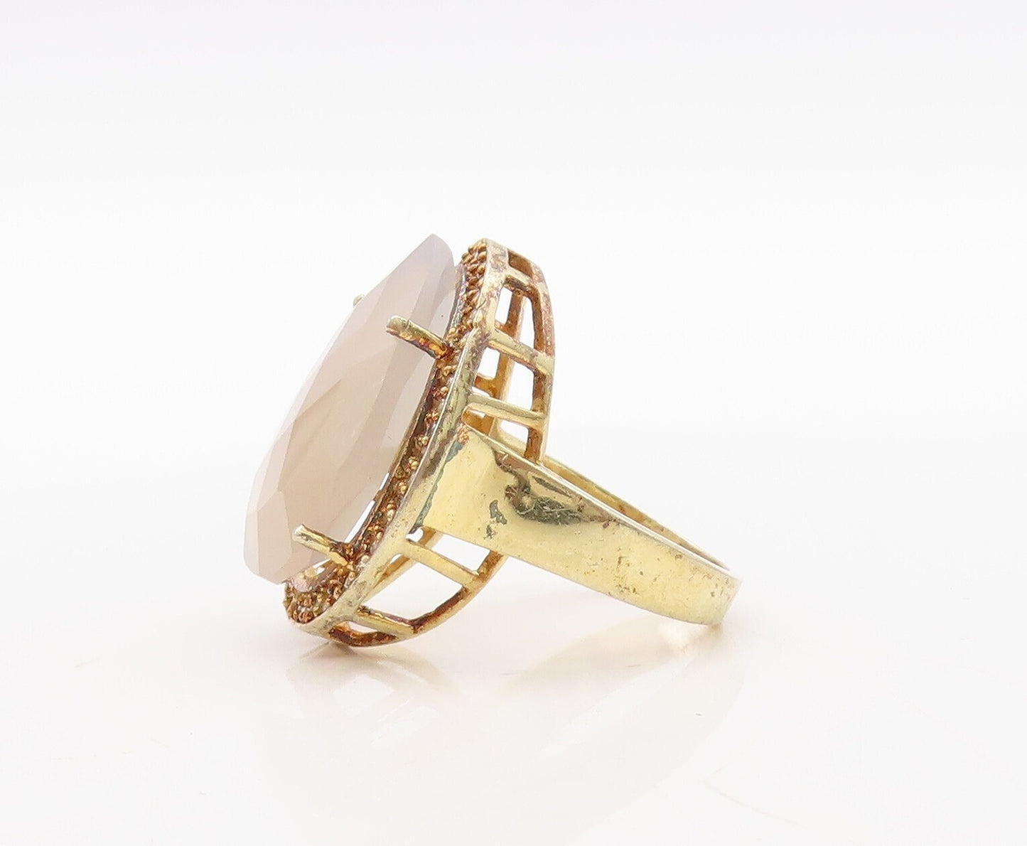 925 Sterling Silver Vintage Ring Gold Plated Gemstone & Topaz  Sz 7  RG31110
