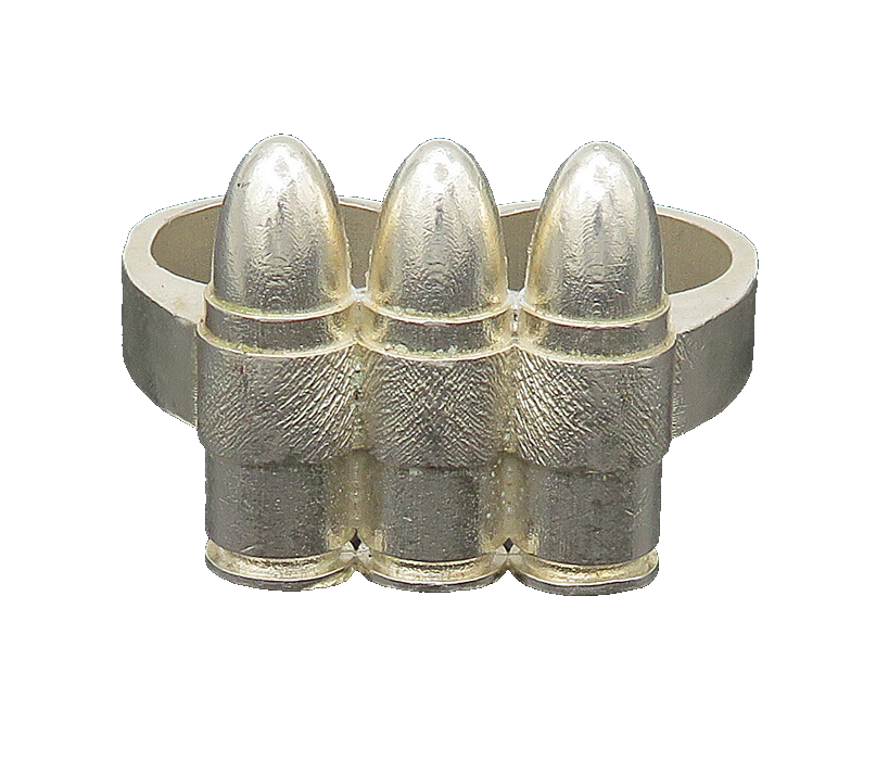 925 Sterling Silver Vintage Heavy Large Bullets 2 Finger Band Ring Sz 10 RG21344