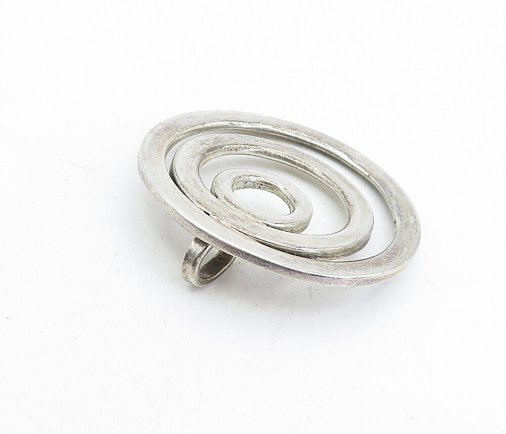 925 Sterling Silver  Vintage Dark Tone Graduated Open Circles Pendant  PT3472