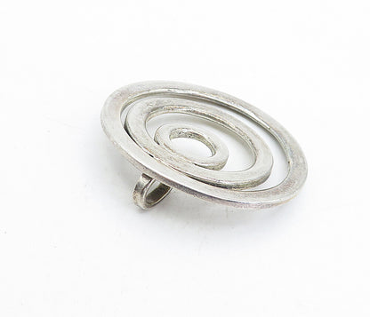 925 Sterling Silver  Vintage Dark Tone Graduated Open Circles Pendant  PT3472