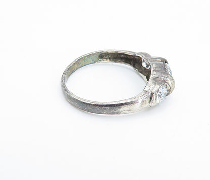 925 Sterling Silver  Vintage Cubic Zirconia Dark Tone Band Ring Sz 8  RG7219