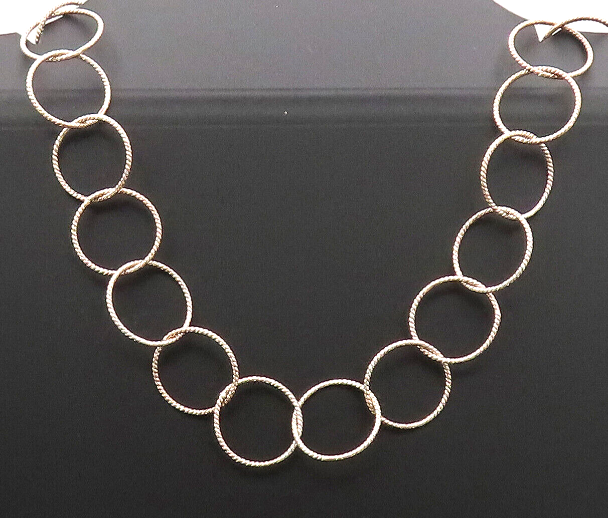 925 Sterling Silver  Vintage Long Twisted Rope Rings Lined Necklace  NE4167