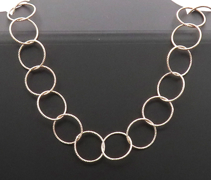 925 Sterling Silver  Vintage Long Twisted Rope Rings Lined Necklace  NE4167