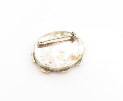 925 Sterling Silver Vintage Brooch Cabochon Red Carnelian Statement Pin  BP11874