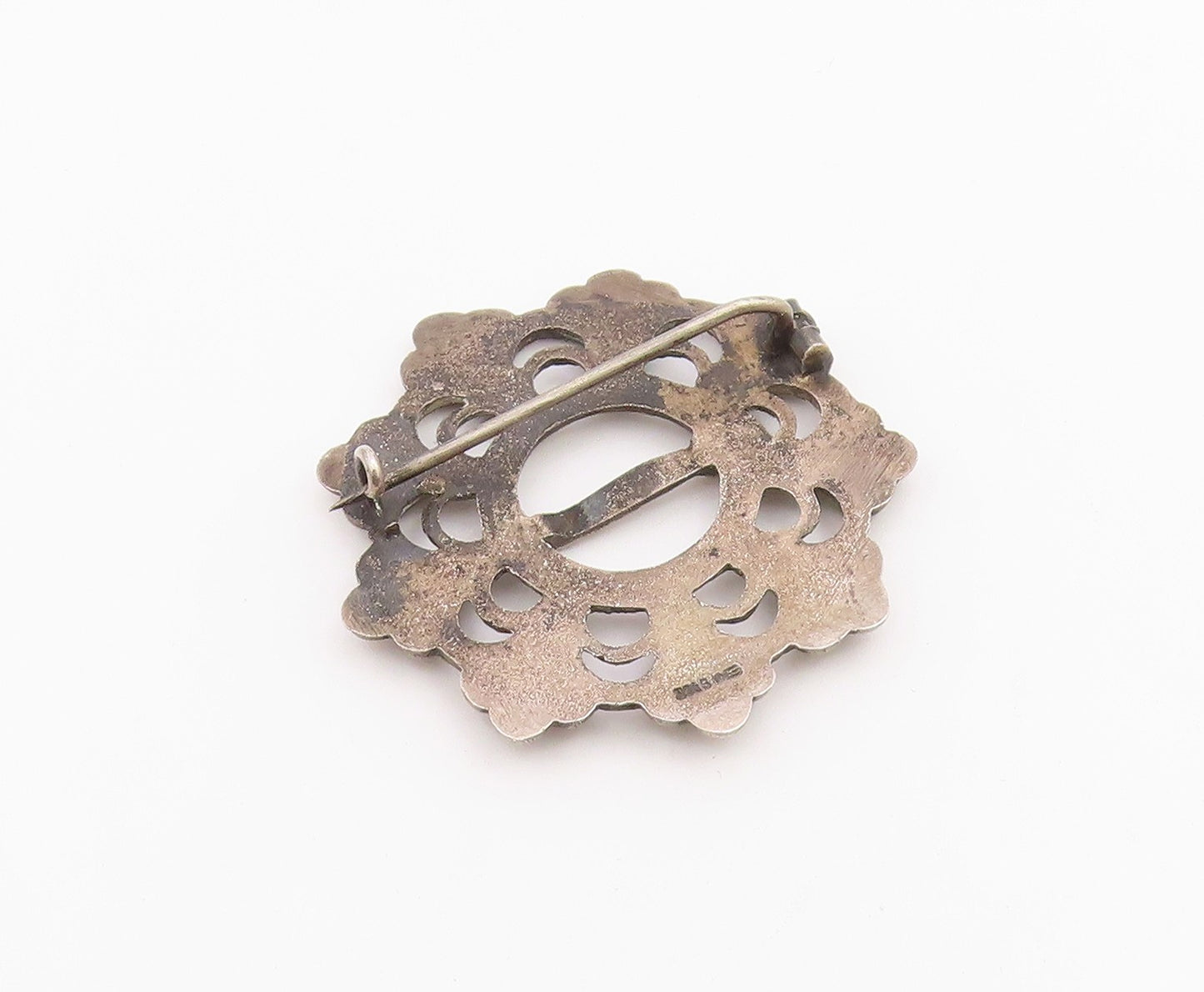 AKSEL HOLMSEN NORWAY 925 Silver  Vintage Antique Round Open Brooch Pin  BP8168
