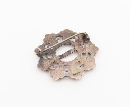 AKSEL HOLMSEN NORWAY 925 Silver  Vintage Antique Round Open Brooch Pin  BP8168